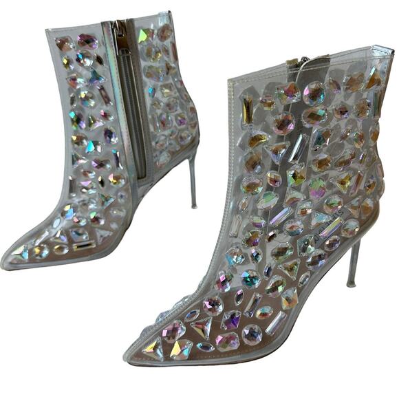 Steve Madden Boots Instinct Clear Rhinestone Ankle Boot Women's Size 5.5 - Picture 3 of 11